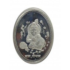 Silver Fine 999 Coin Religious 10 Gram God Bal Gopal Lord Krishna Gift Item A444